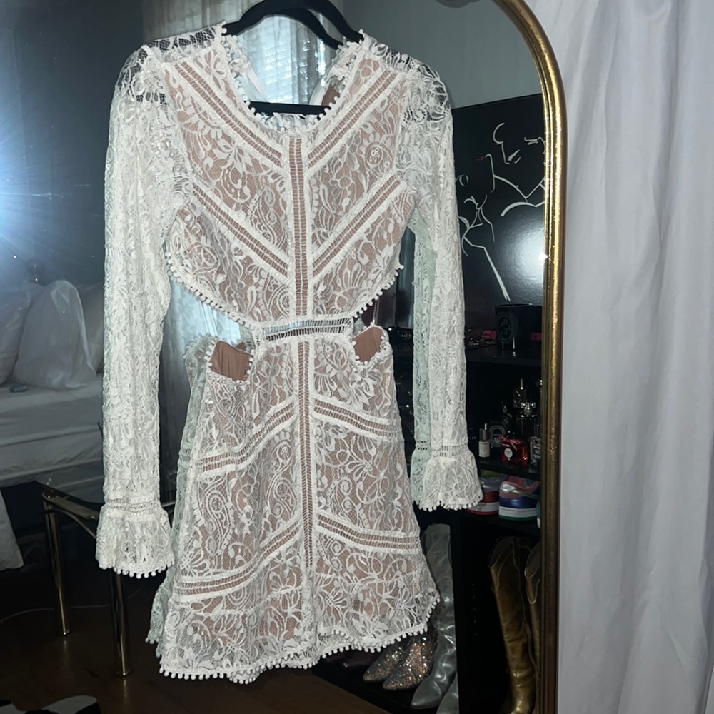 For Love & Lemons Emerie Cutout Lace Dress in White, size small - Picture 6 of 12